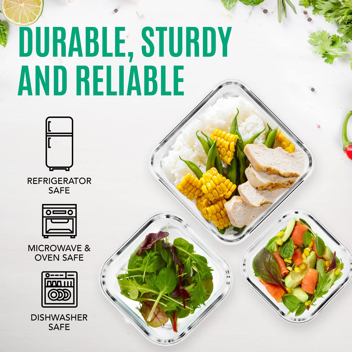 Razab top-rack dishwasher safe lids with clear visibility.