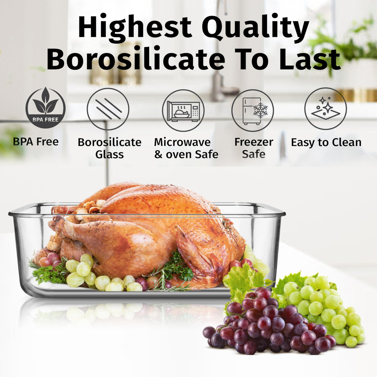 Razab top-shelf dishwasher safe glass container for easy cleanup.