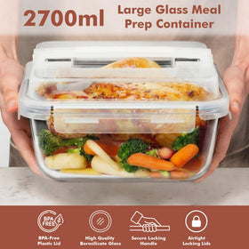 Razab durable glass container for leftovers and safe reheating in the microwave.