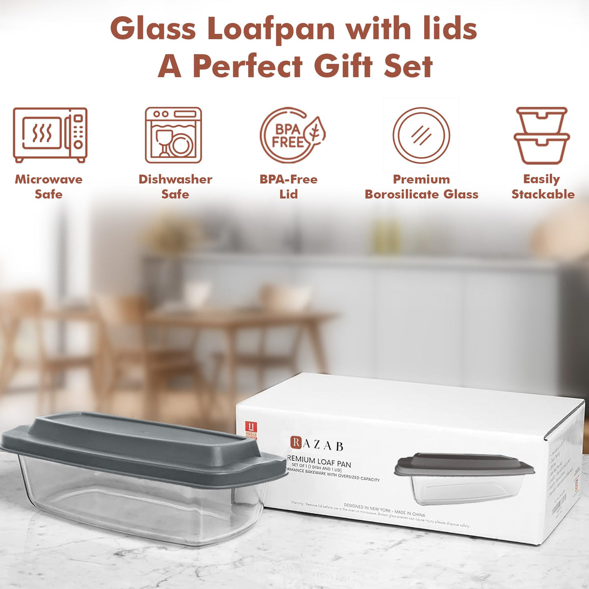 Razab large capacity loaf pan supports batch meals and leftovers.