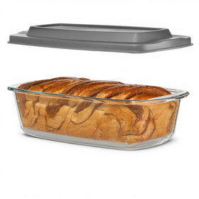 Razab large glass loaf pan with lid, perfect for even baking and storage.