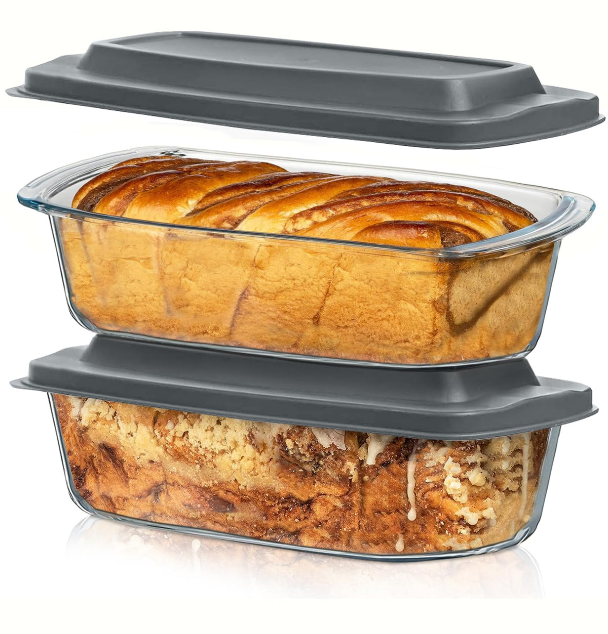 Razab loaf pan front view with two pans ready for bake-and-serve versatility.