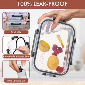 Razab locking lids provide airtight seal for leftovers.