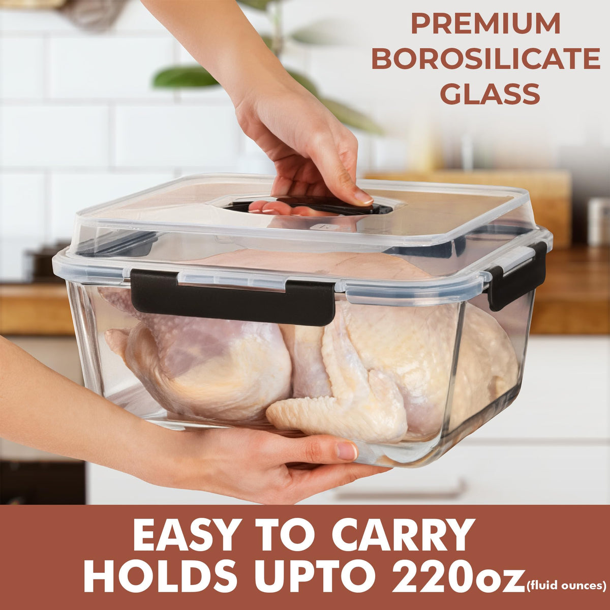 Razab locking lids with silicone seal ensure leak-proof storage of sauces and soups.