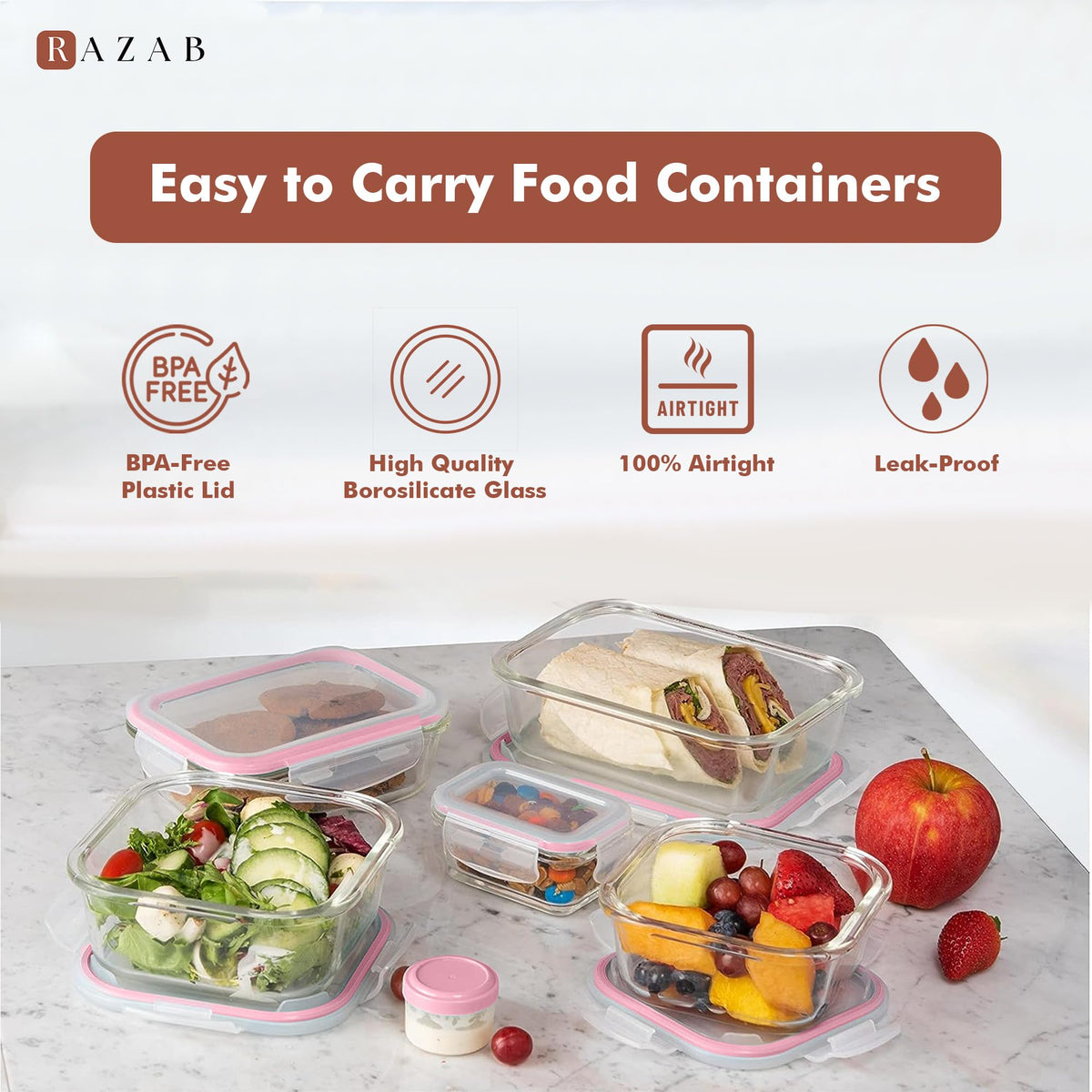 Razab glass set includes 15 containers in small, medium, and large sizes.