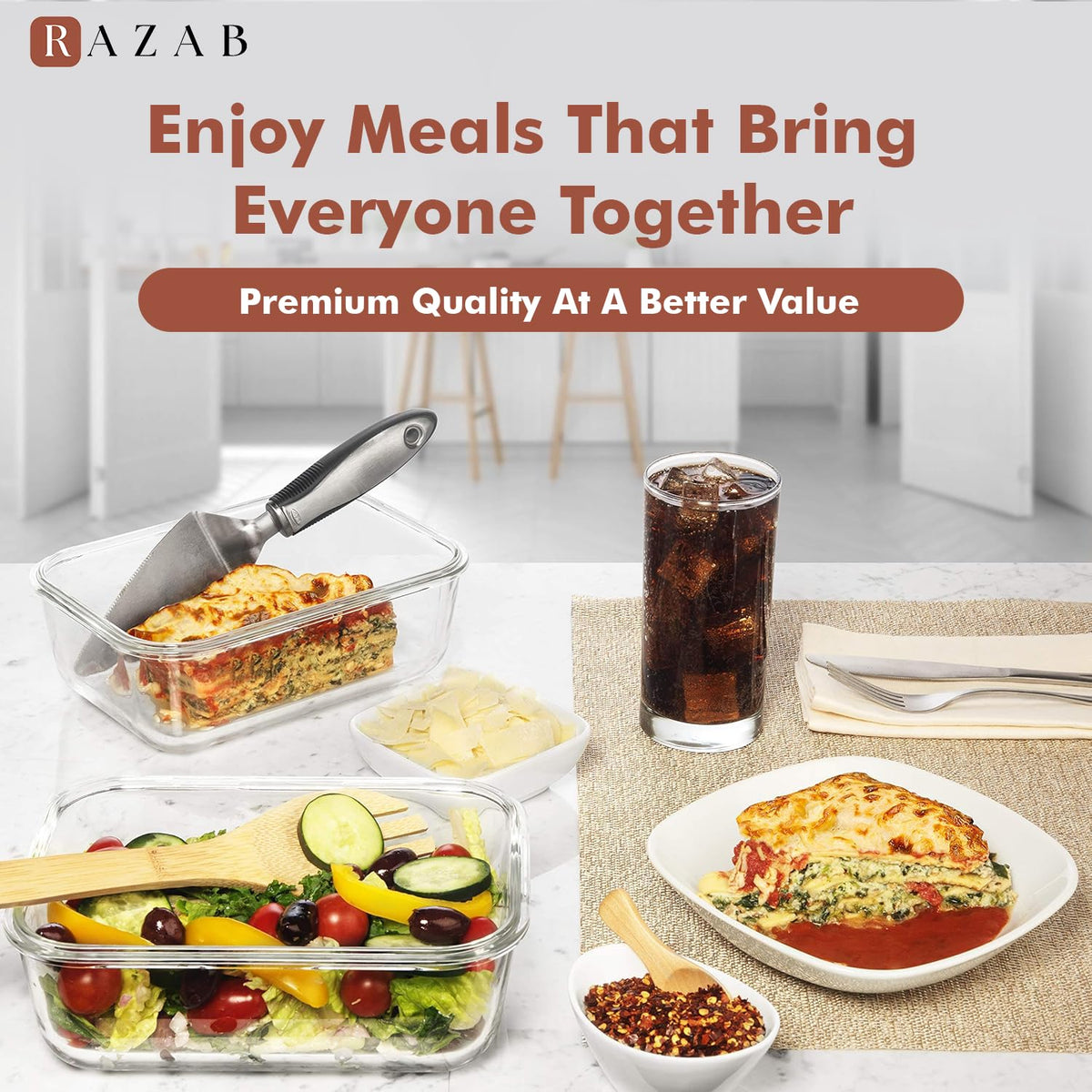 Razab versatile containers for meal prep, salads, and leftovers