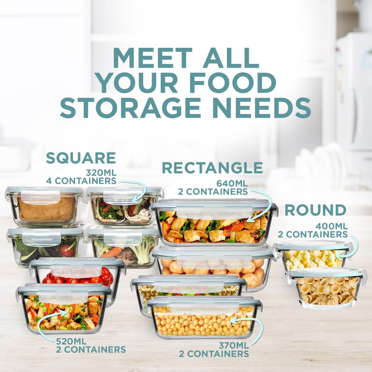 Razab stackable meal prep containers saving fridge and cabinet space
