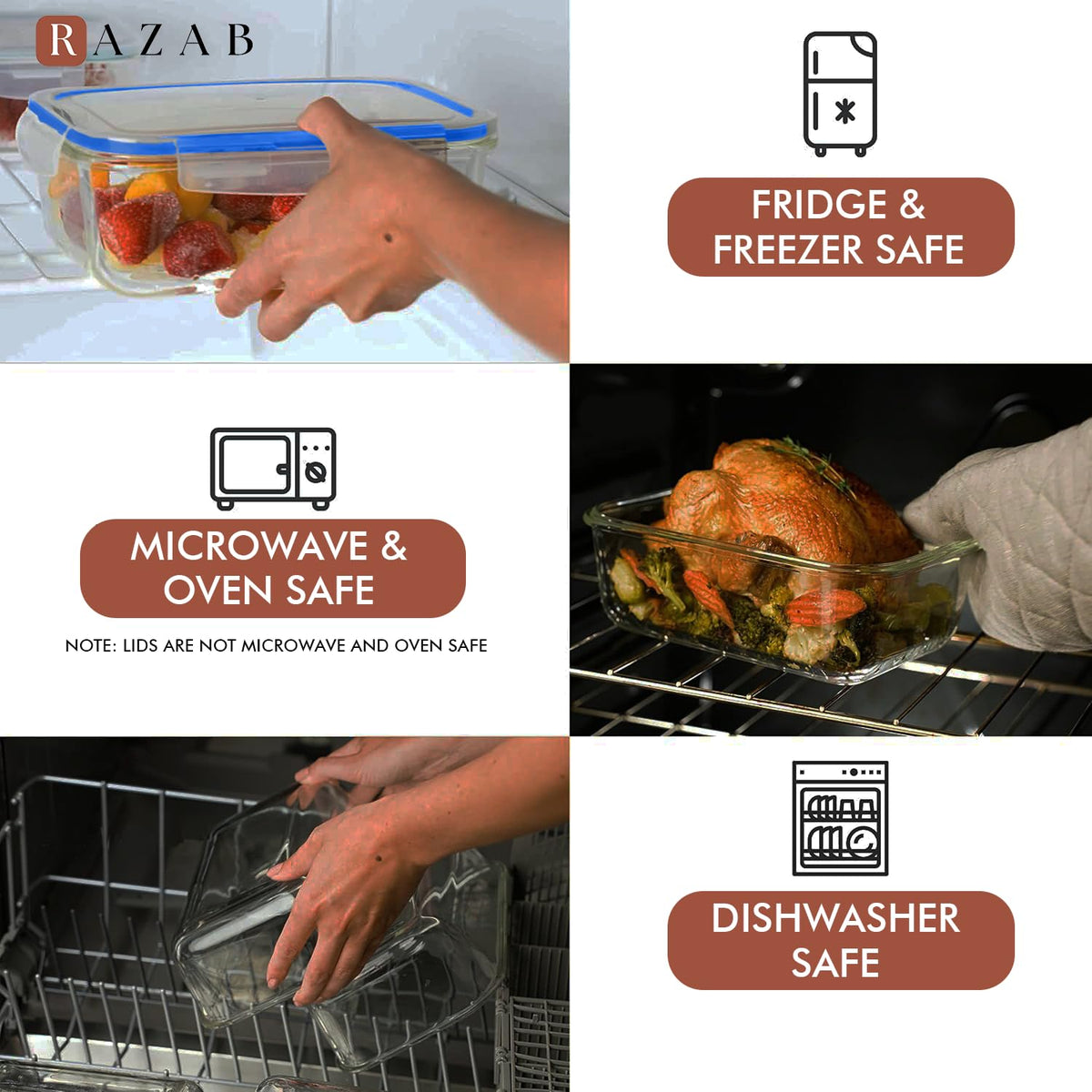 Razab microwave and oven safe container for easy reheating