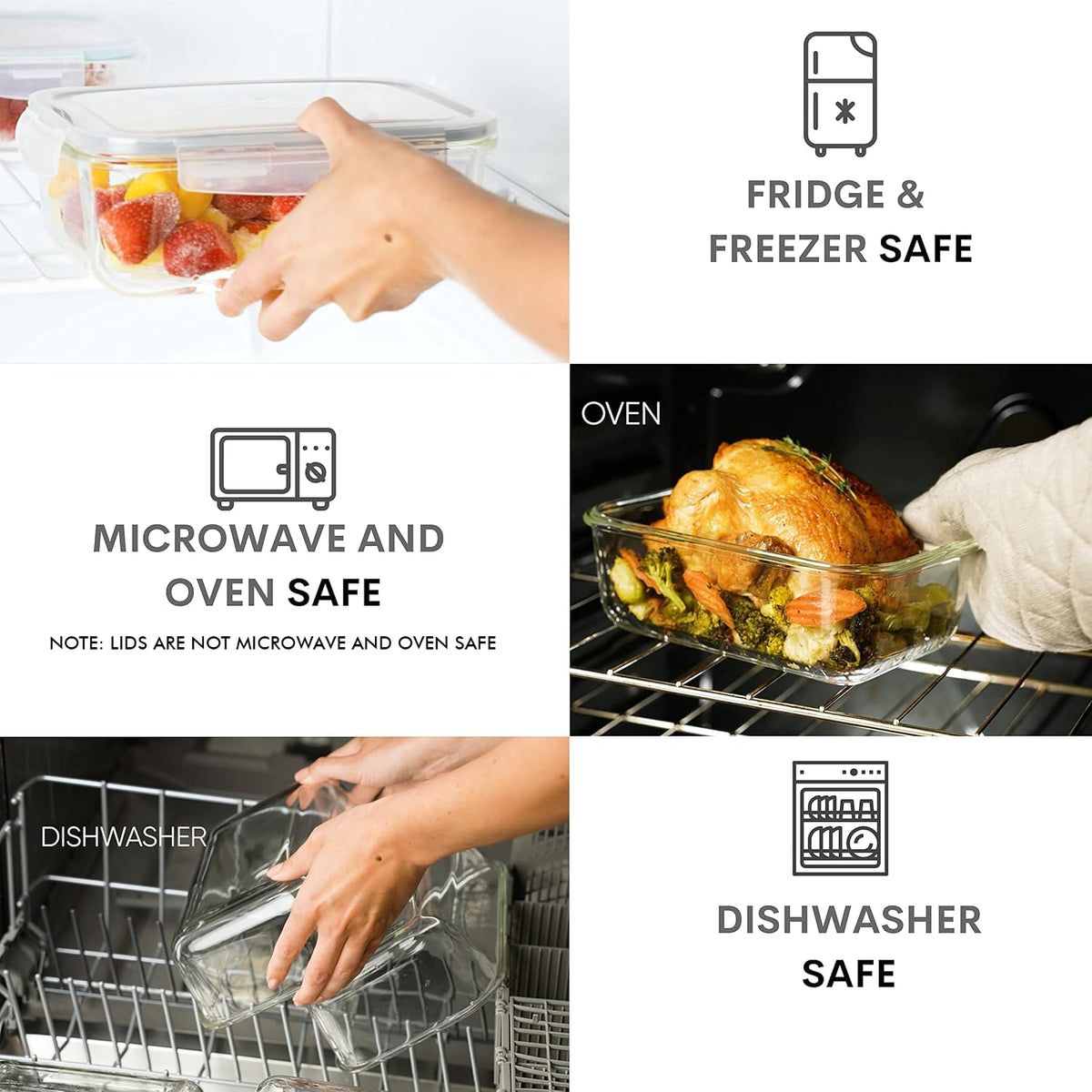 Razab microwave-safe glass container for quick reheating meals.