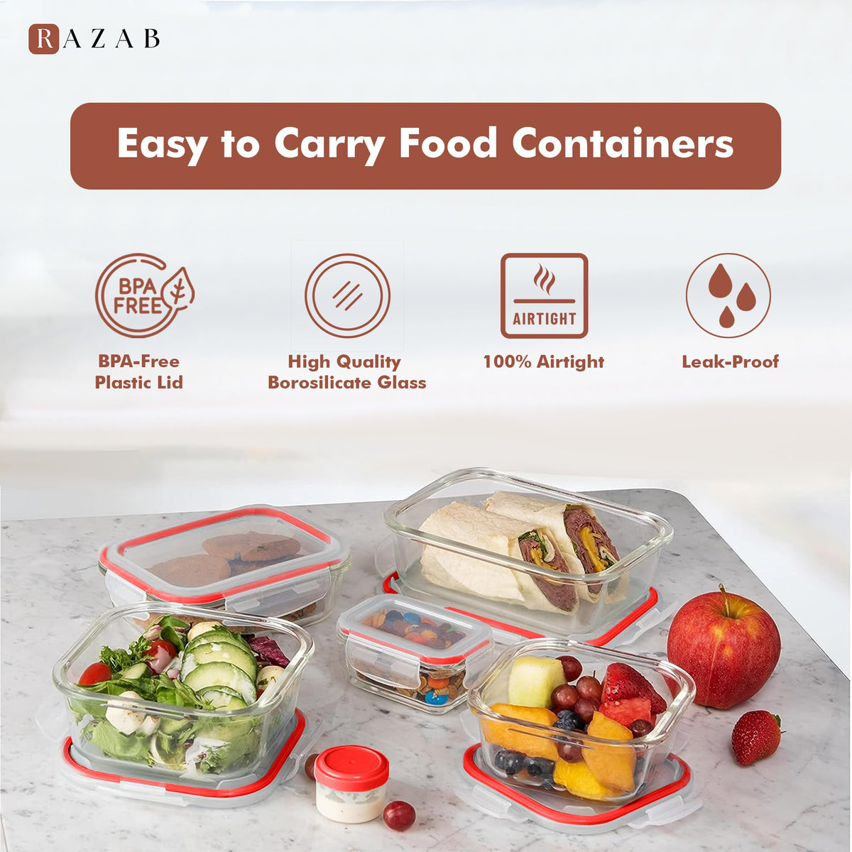 Razab plastic condiment containers for sauces and dips on the go.
