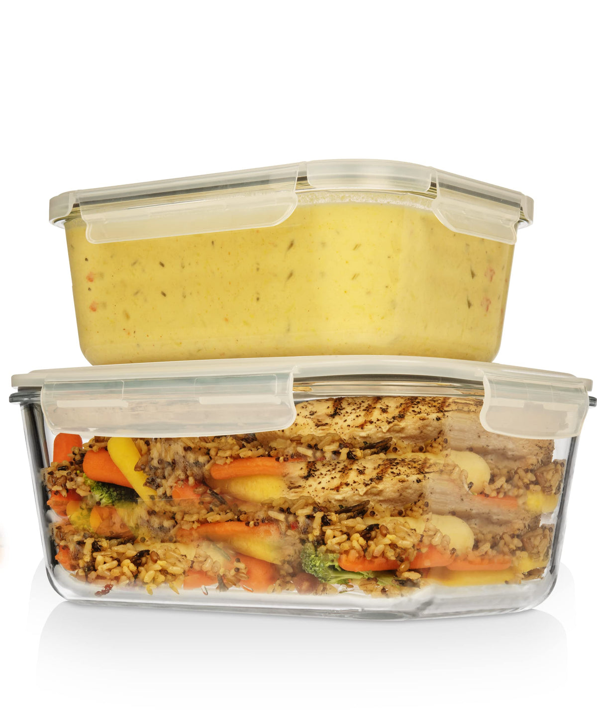 Razab rectangle shape maximizes fridge space and minimizes dead air.