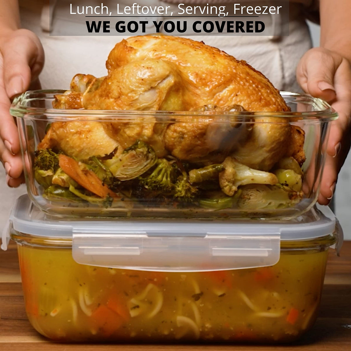 Razab rectangular glass bake-and-store container for meal prep.