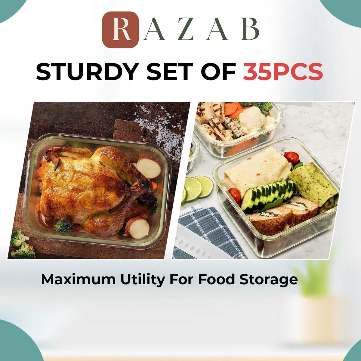 Razab rectangular and square containers ideal for work lunches