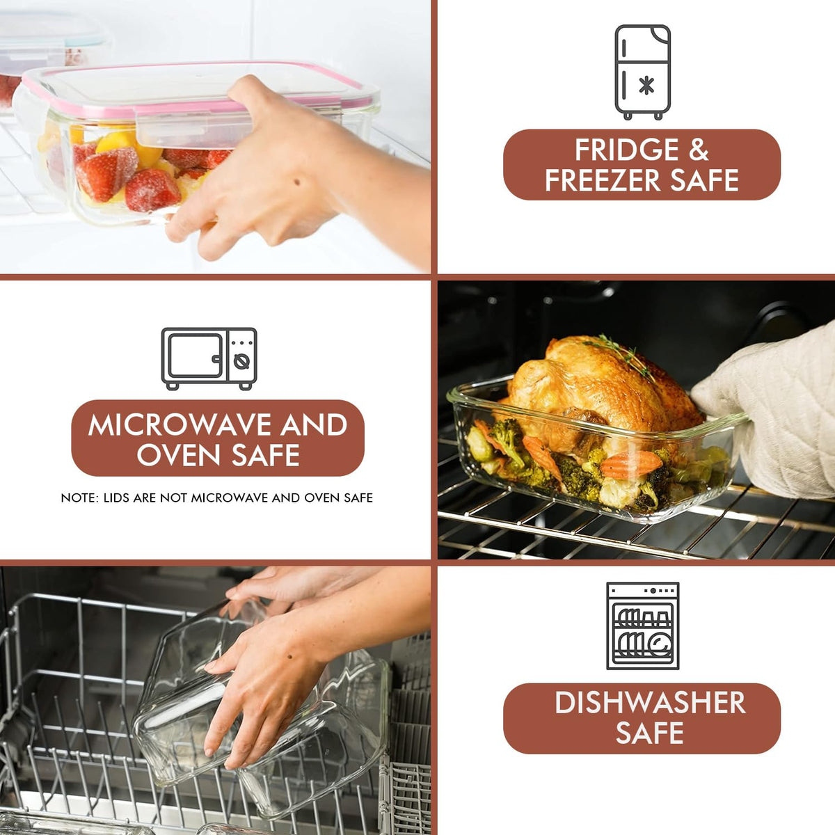 Razab rectangular and square containers keep leftovers fresh from fridge to table.