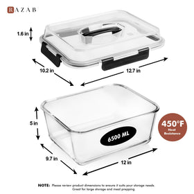 Razab roasting and meal prep glass container ideal for baking and bulk dinners.