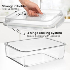 Razab square glass container ideal for fridge to microwave reheating.
