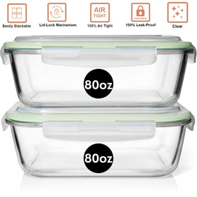 Razab stackable rectangle design saves space in the fridge or pantry.