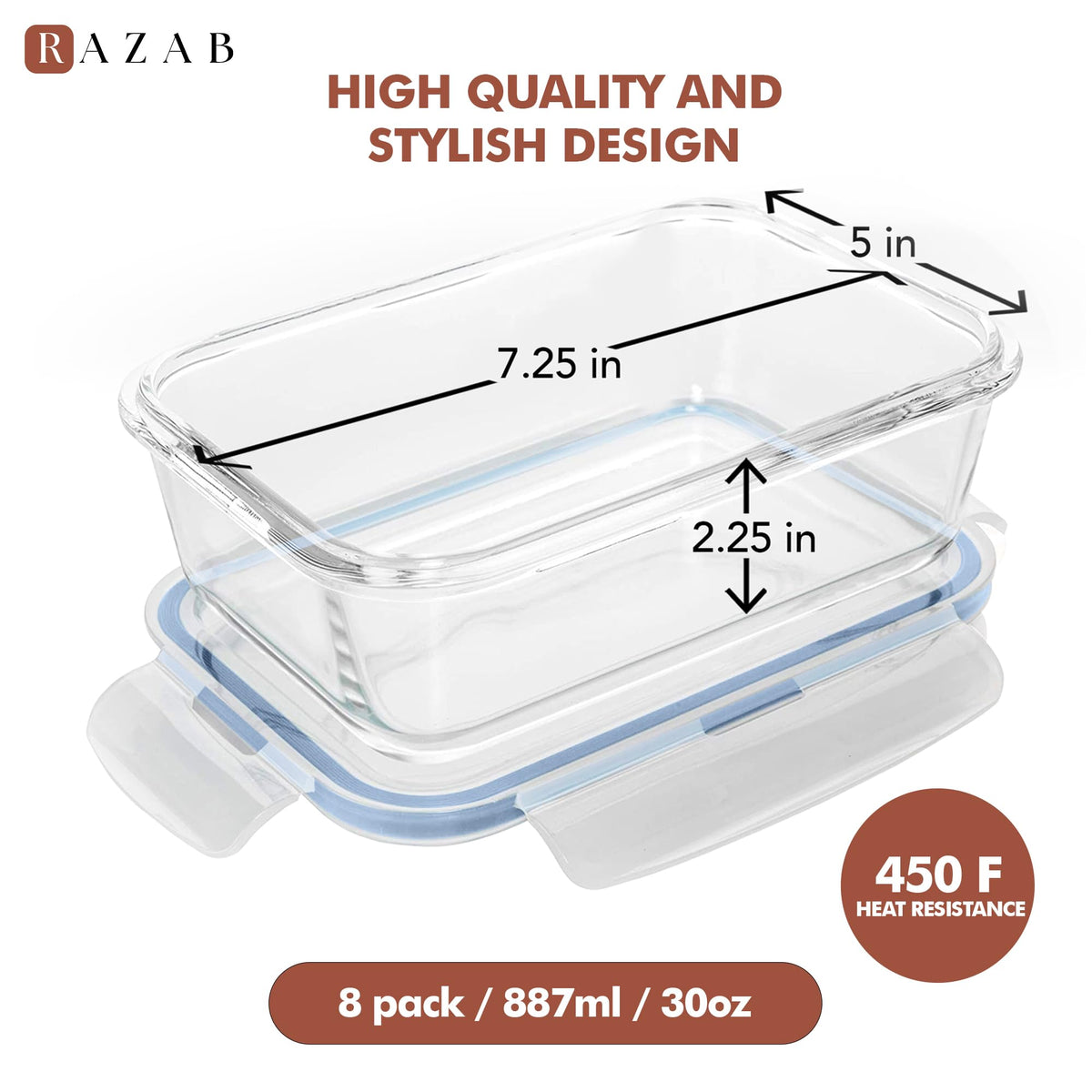 Razab stacked glass meal prep containers save fridge space.