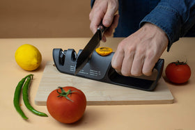 RAZORSHARP knife sharpener compact-design portable for on-the-go sharpening.