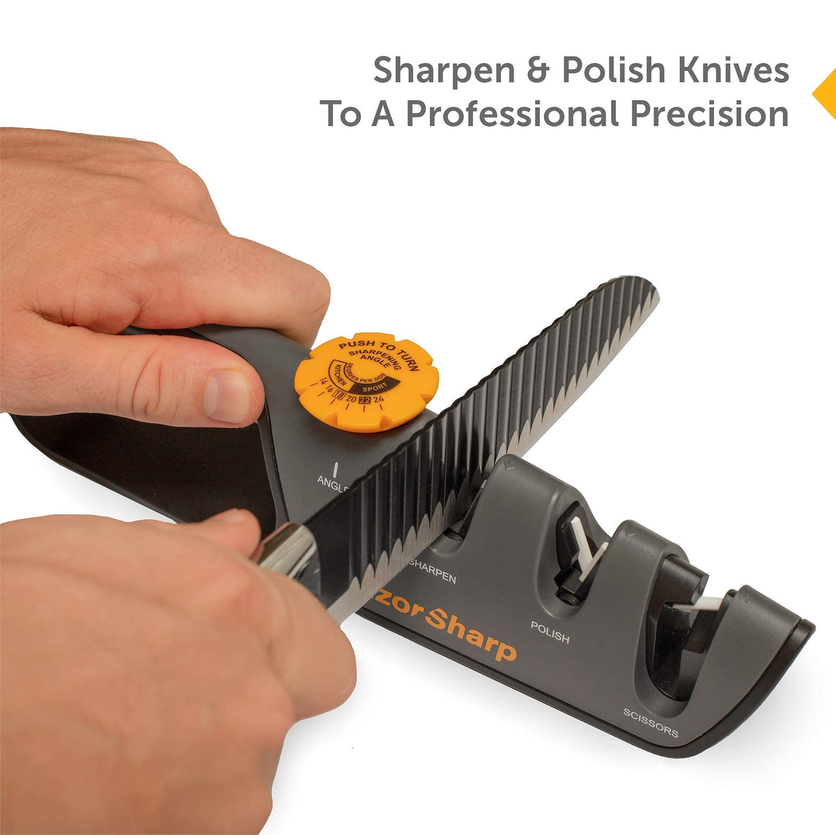 RAZORSHARP knife sharpener diamond-coated-stones deliver durable edge for chef-grade results.