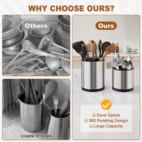 Rcemlip extra large holder stores about 20 big-handled utensils for busy kitchens.
