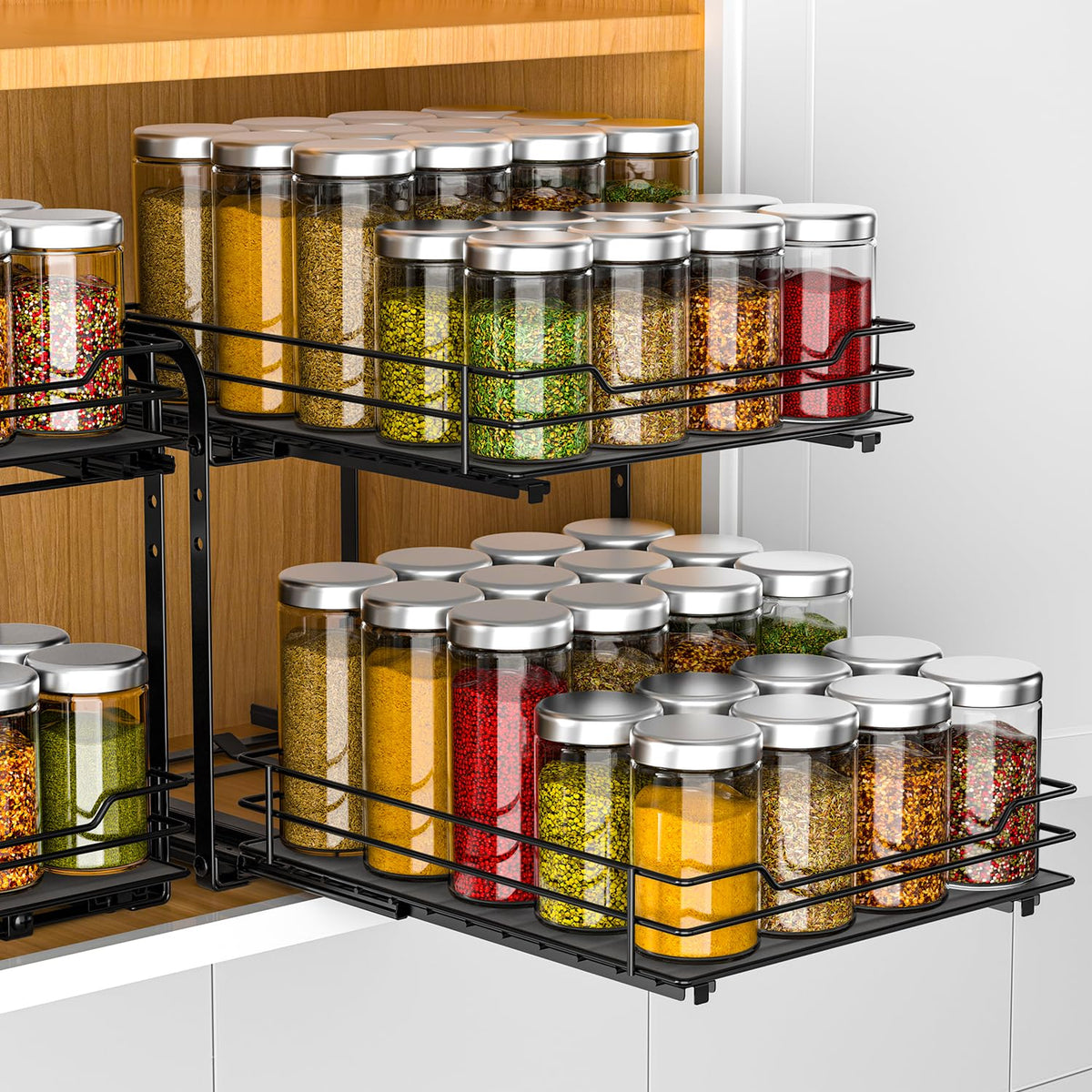 RCHYFEED spice rack assembly shows quick, easy setup for organized cabinets.