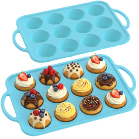 RCMo 2-pack silicone muffin pan with reinforced frame for easy handling and 12 cups