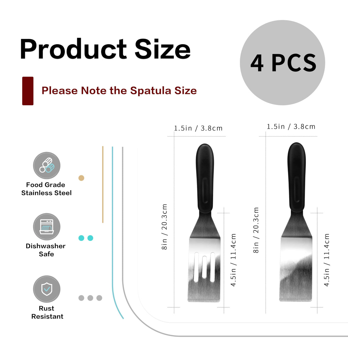 RCMo mini serving spatulas, slotted, for draining excess fat during cooking