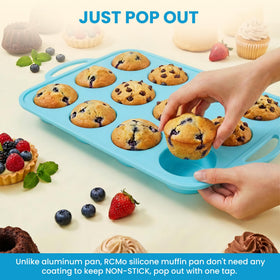 RCMo dishwasher-safe silicone muffin pan for easy cleaning after baking