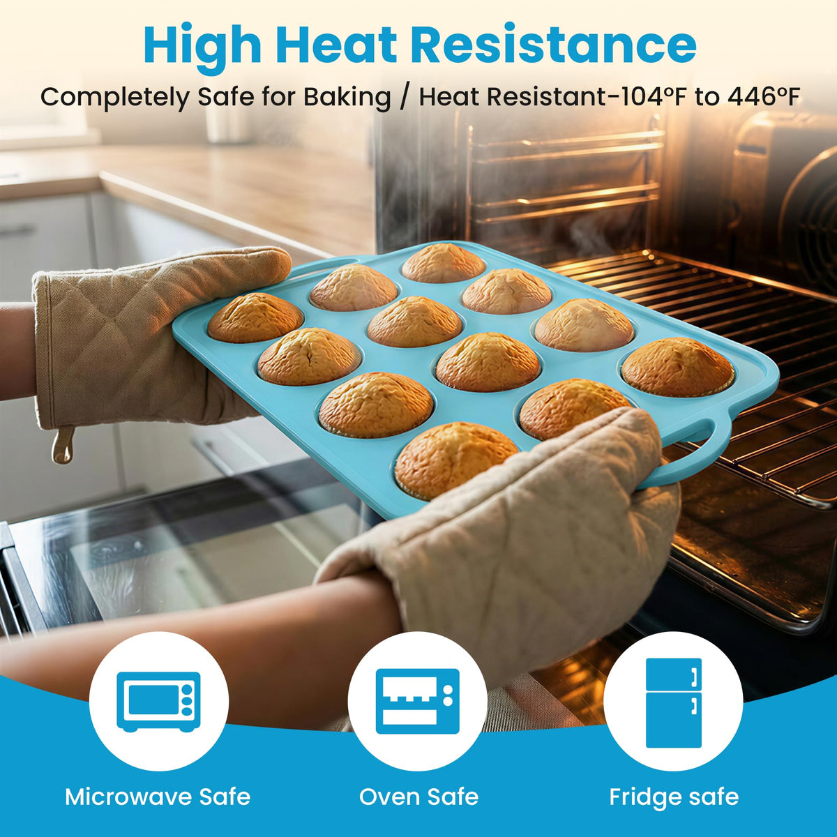 RCMo silicone muffin pan versatile for muffins, cupcakes, and egg muffins
