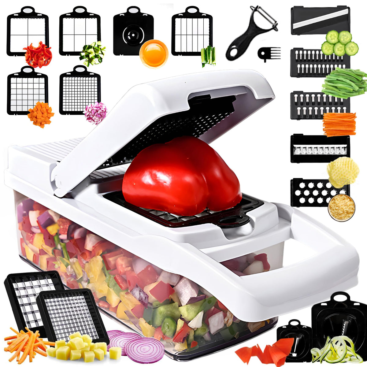 RCOMG 25-in-1 chopper blades for fast, uniform dicing