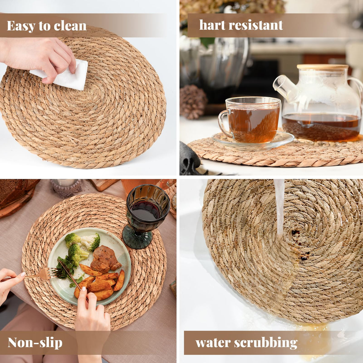 Rcrirth holiday-ready placemats adding rustic charm to a festive table