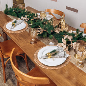 Rcrirth natural wicker placemats on a stylish dining table setup