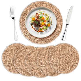 Rcrirth round woven placemats showcasing natural rattan texture for eco-friendly dining