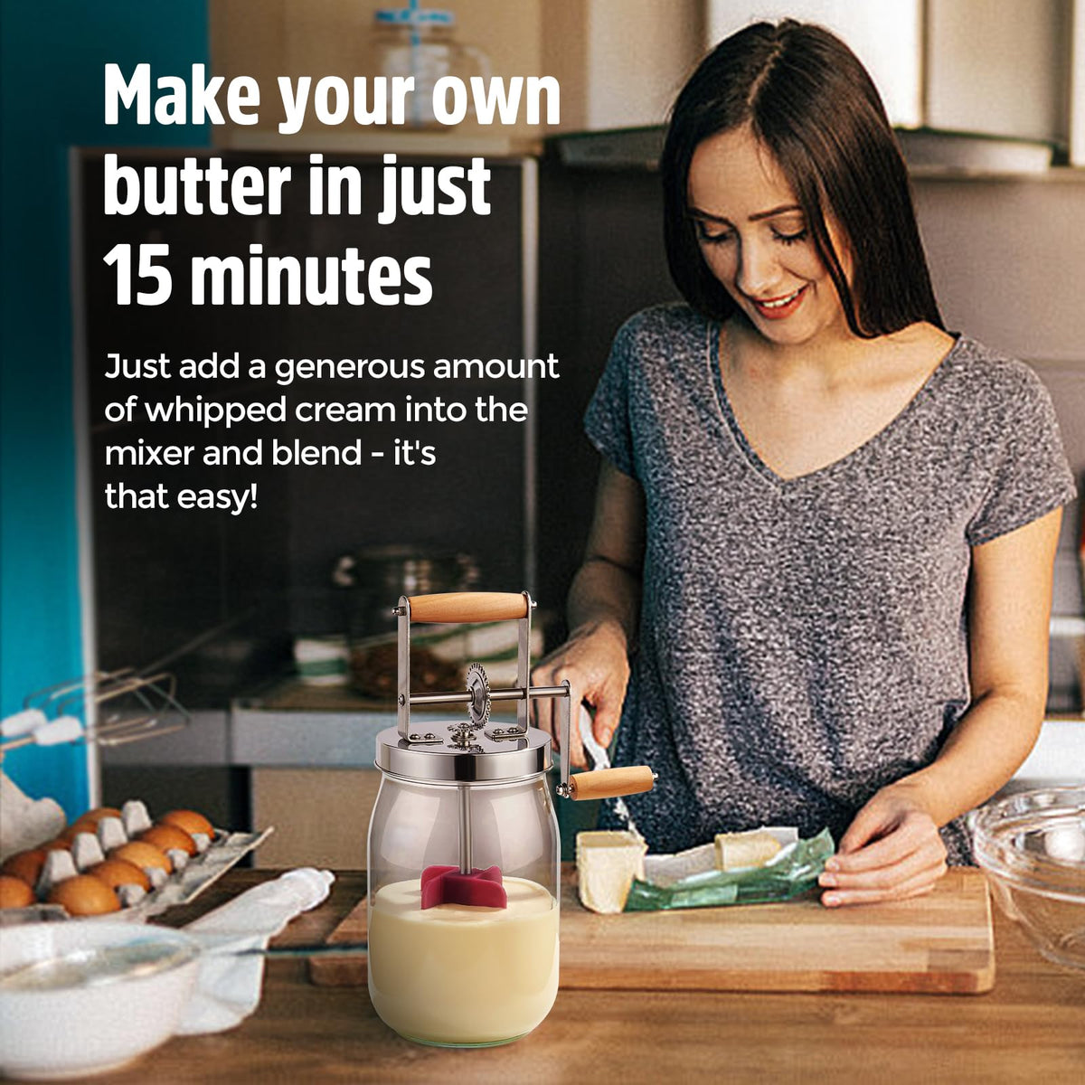 RDGDFONG 51oz butter maker enabling larger batches for baking