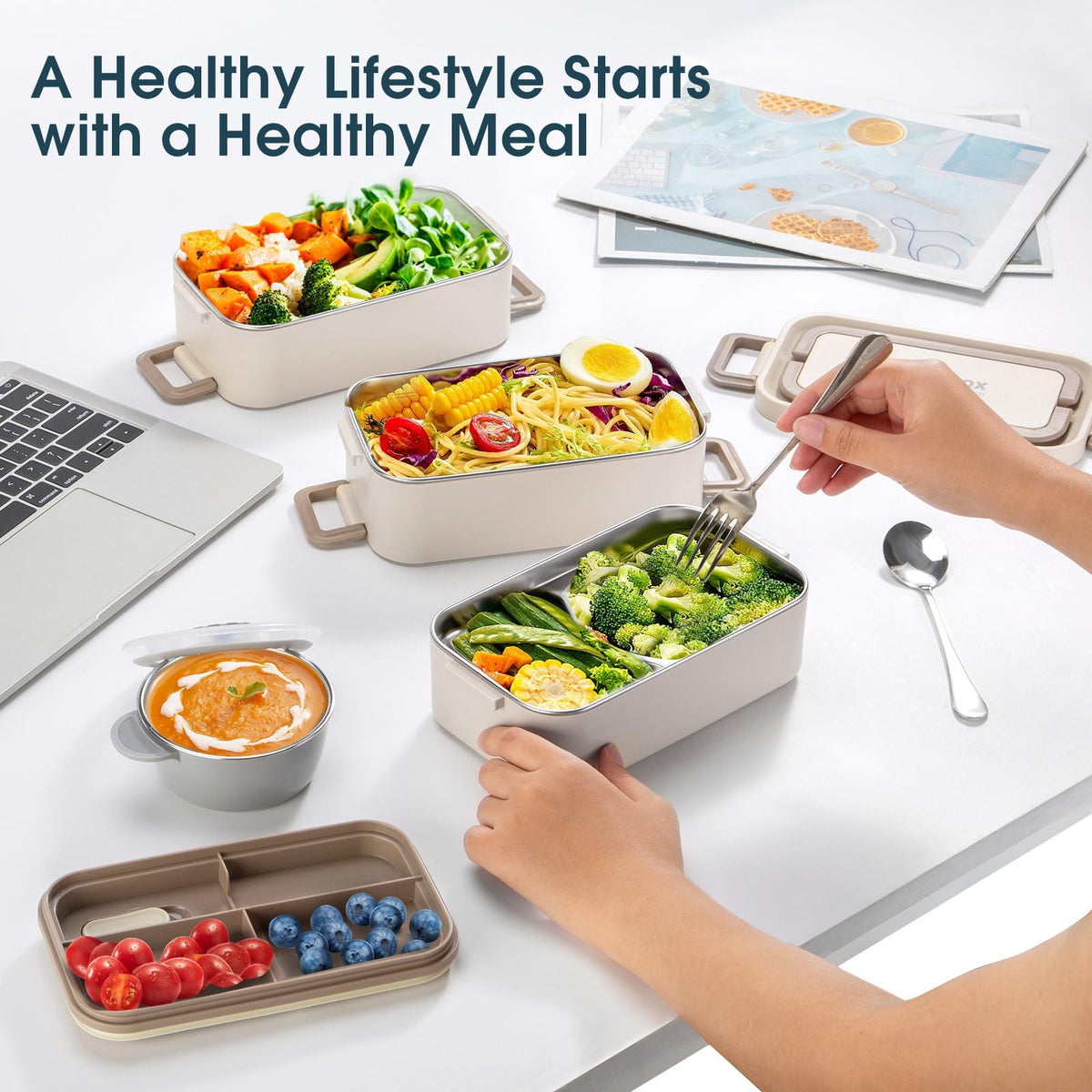 Reabulun bento box leak-proof design prevents spills while on the move