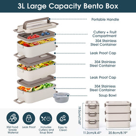 Reabulun lunch box with 3L capacity fits full meals and snacks