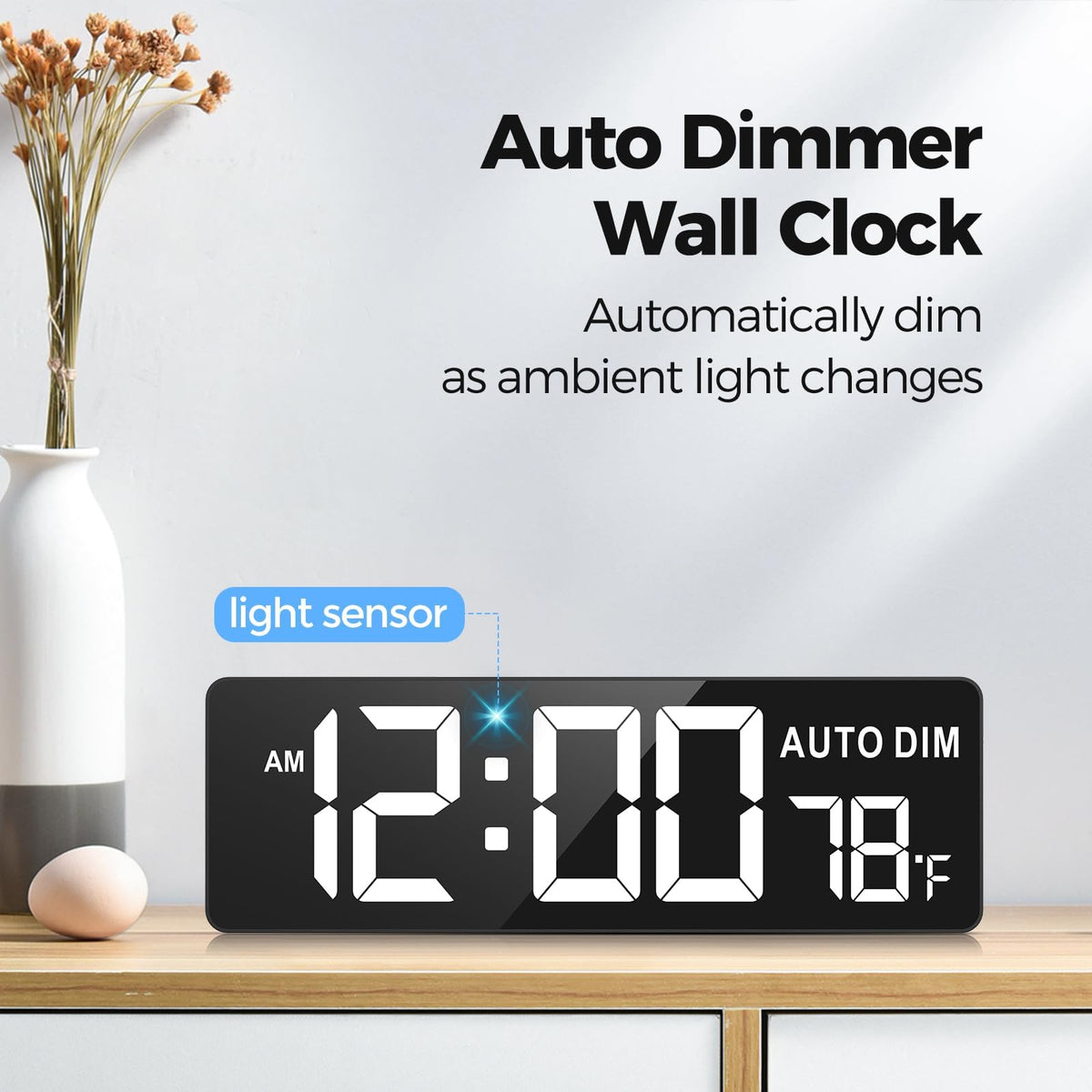 REACHER auto-dimming sensor adjusts brightness for comfortable viewing.