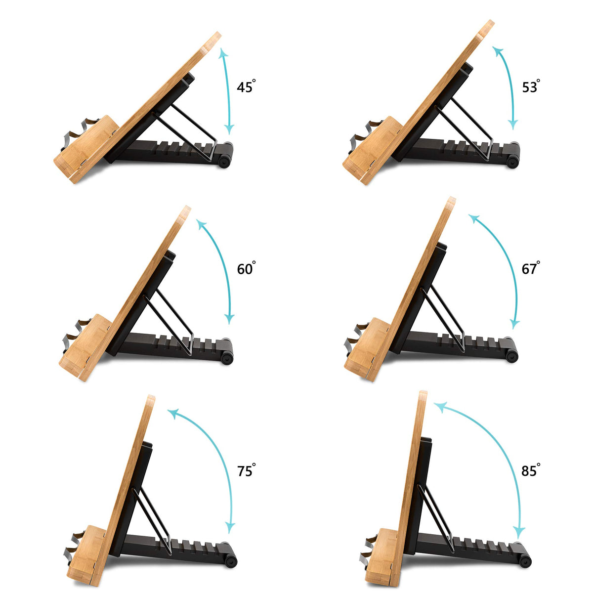 READAEER bamboo book stand versatile for kitchen and office tasks.