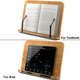 READAEER book stand supports tablets and books during meal prep.
