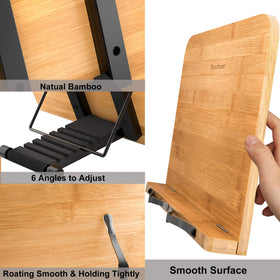 READAEER foldable desktop cookbook stand ideal for recipe viewing in the kitchen.