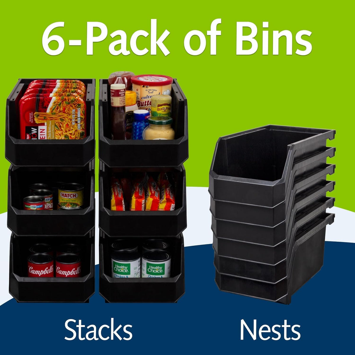 ReadySpace closet and pantry bin provides open access for quick retrieval of small containers.