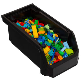 Readyspace garage bin features secure stacking and space-saving design.