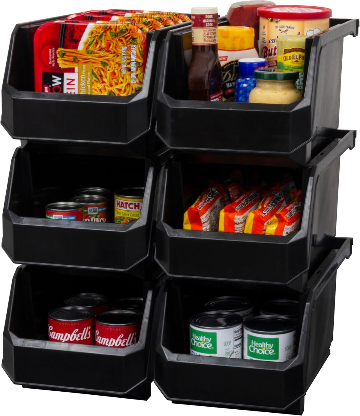 ReadySpace large storage bin with open front offers quick access for pantry and closet items.
