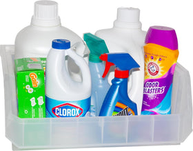 ReadySpace laundry bin, clear design for detergents and towels.