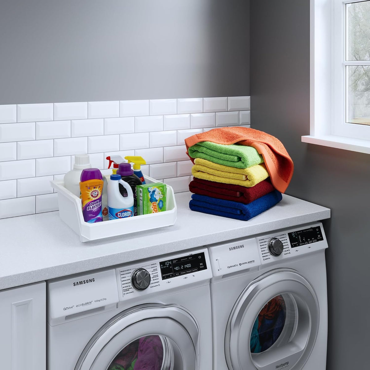 ReadySpace open-front bin on pantry shelf for easy visibility and access.