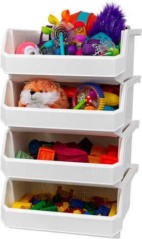 ReadySpace stackable bin front view enables quick access to stored items.