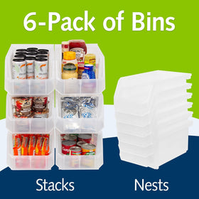 ReadySpace stackable bin with feet and rear ledge for stable stacking