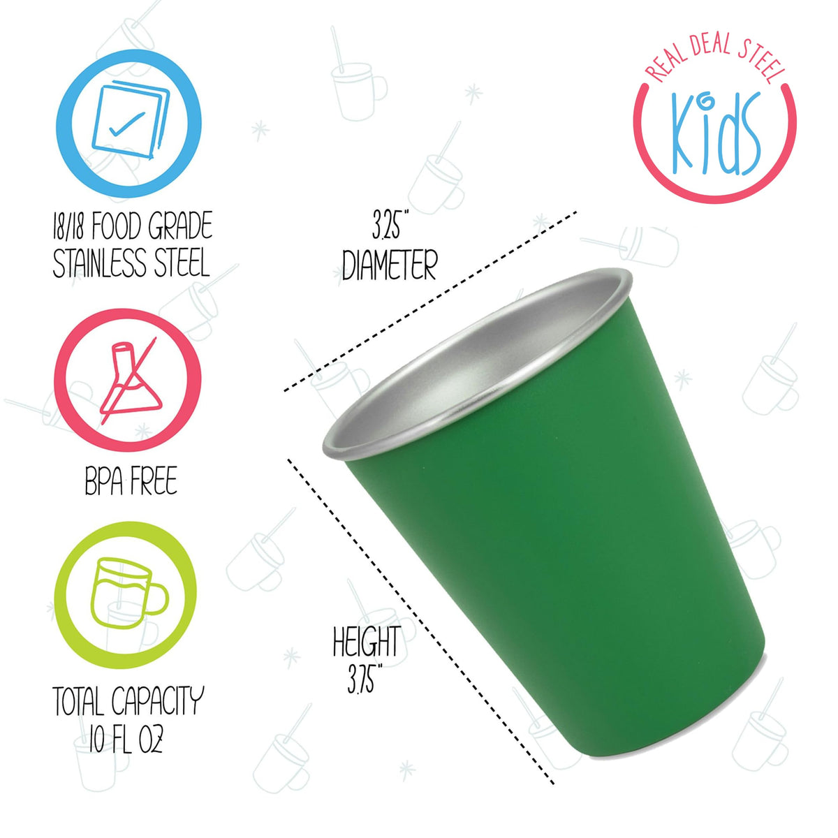 Real Deal Steel unbreakable cups withstand drops for busy toddlers and playdates.
