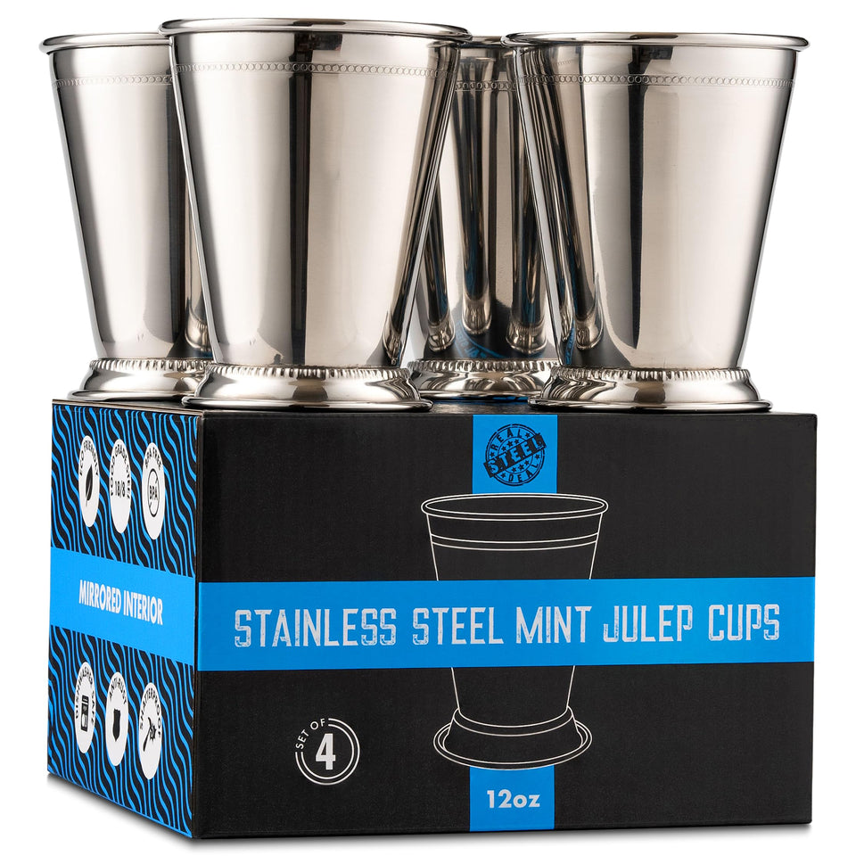 Real Deal Steel Mint Julep Cups interior polished finish enhances sipping